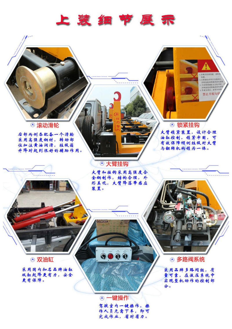 勾臂式垃圾車(chē)上裝細(xì)節(jié)介紹